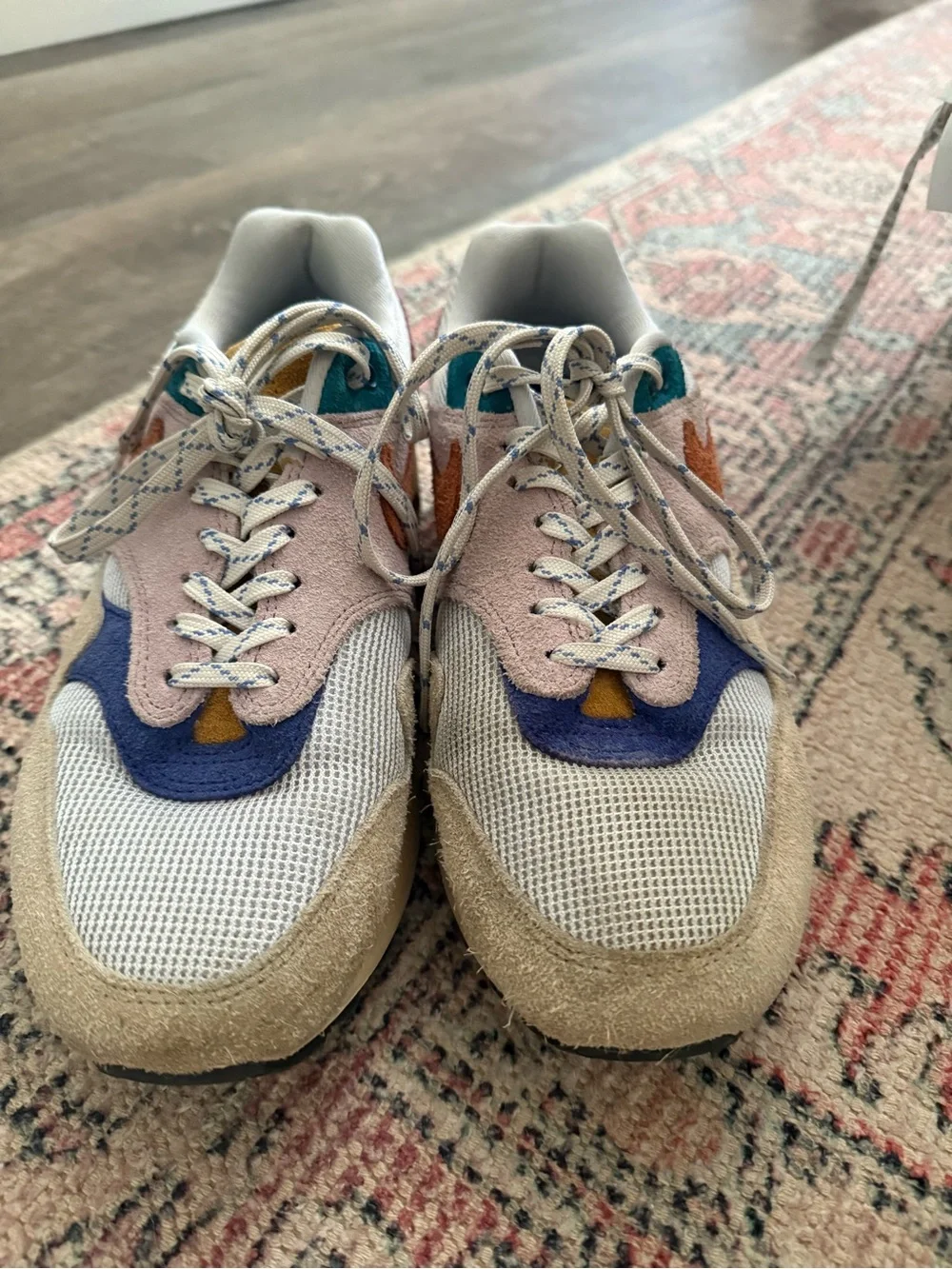 Nike Air Max 1 Beige, Pink, Orange, Blue Suede Mesh Sneaker